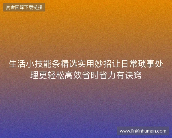 生活小技能条精选实用妙招让日常琐事处理更轻松高效省时省力有诀窍 生活小技能条精选实用妙招让日常琐事处理更轻松高效省时省力有诀窍